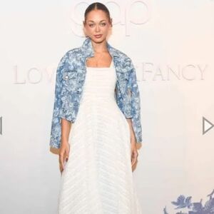 NWT LoveShackFancy Blue Floral Jean Jacket